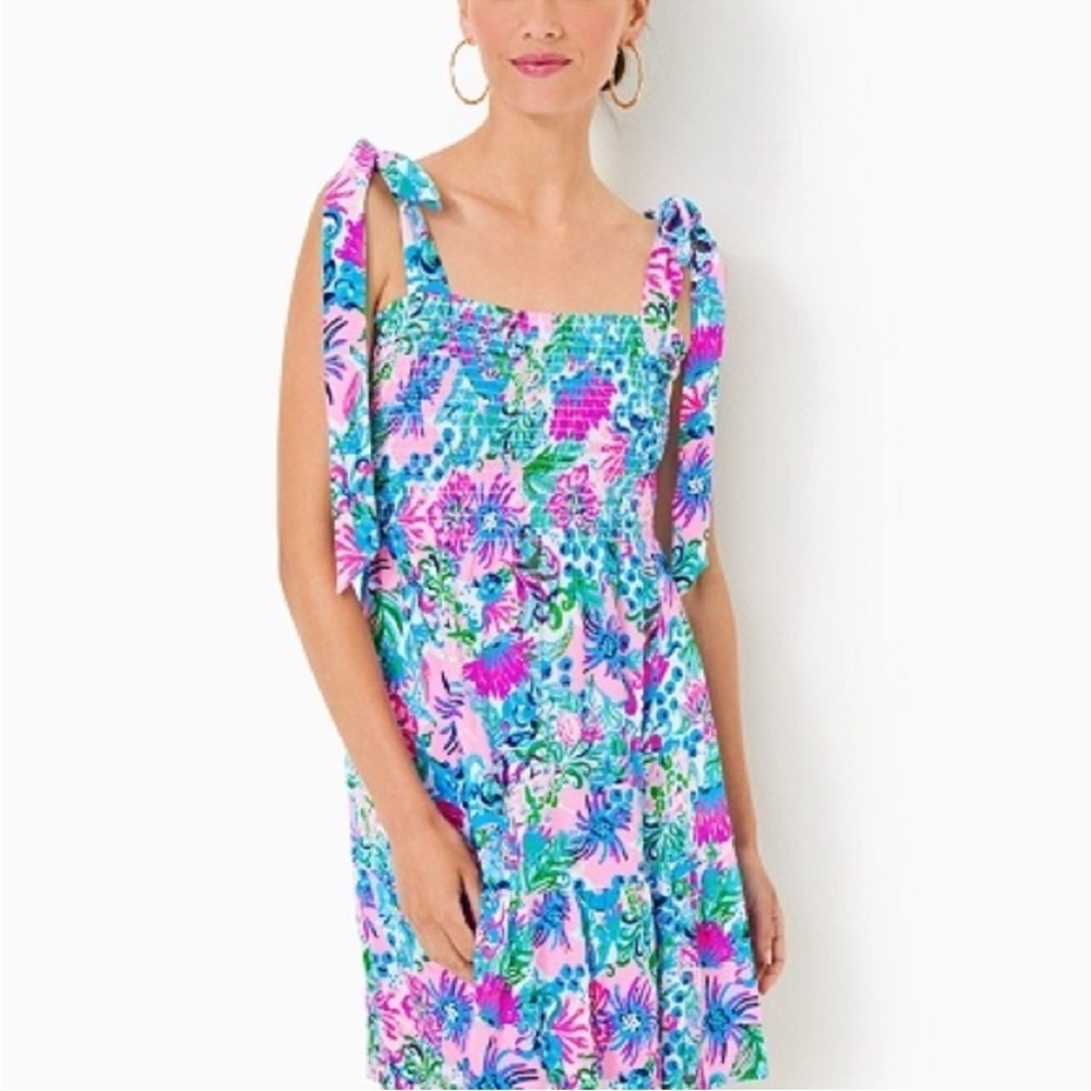 Lilly Pulitzer Kailua Mandevilla Baby  Paradise Petals Smocked Dress Size XL Nwt - Picture 2 of 9